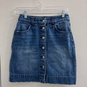H&M Denim Skirt With Front Buttons